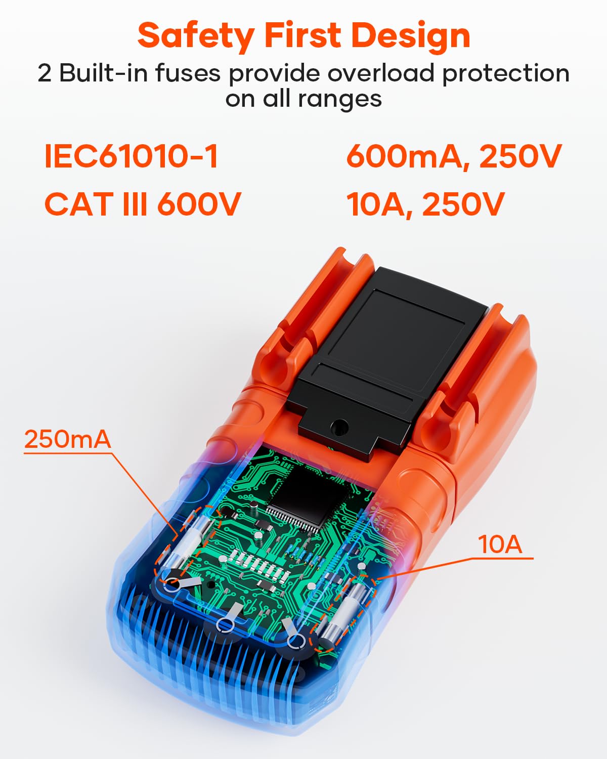 Crenova MS8233D non-contact voltage detection with audible and visual alarms.