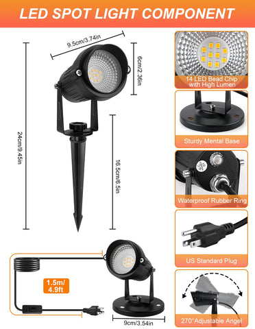 CREPOW adjustable spotlight head provides precise lighting with 270-degree rotation