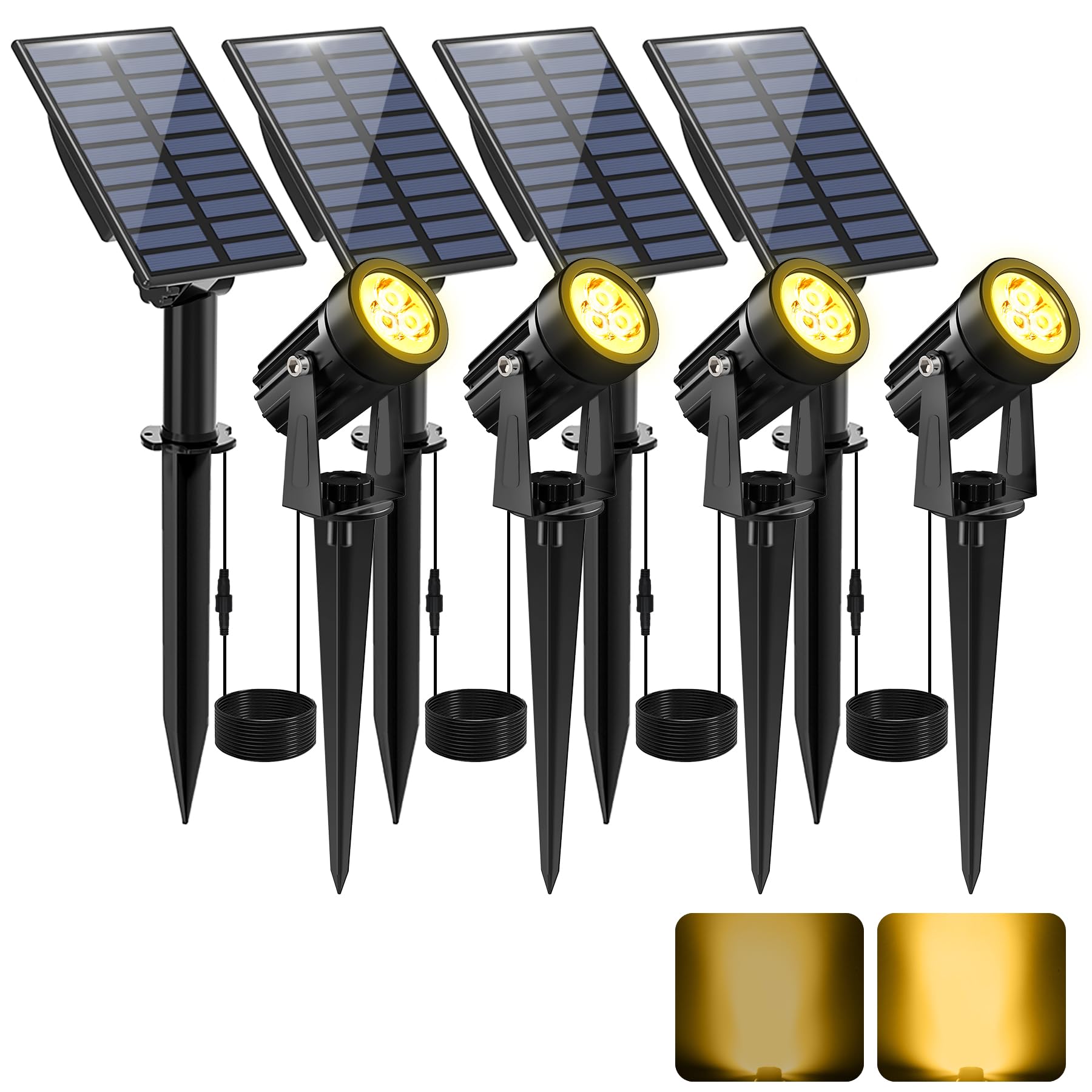 CREPOW solar spot light on ground illuminating garden paths at dusk.
