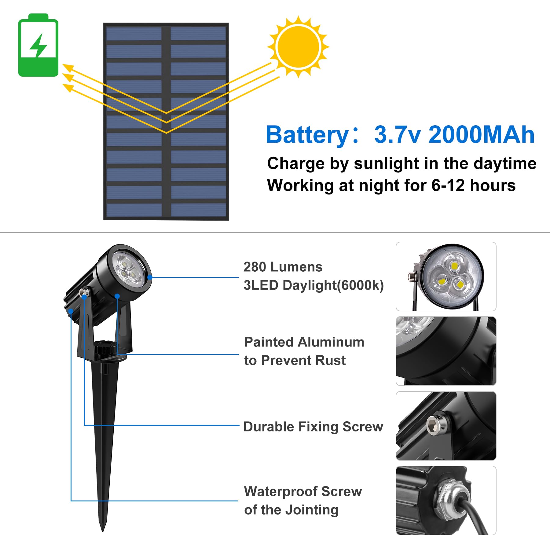 CREPOW IP65 aluminum finish outdoor spotlight rained on