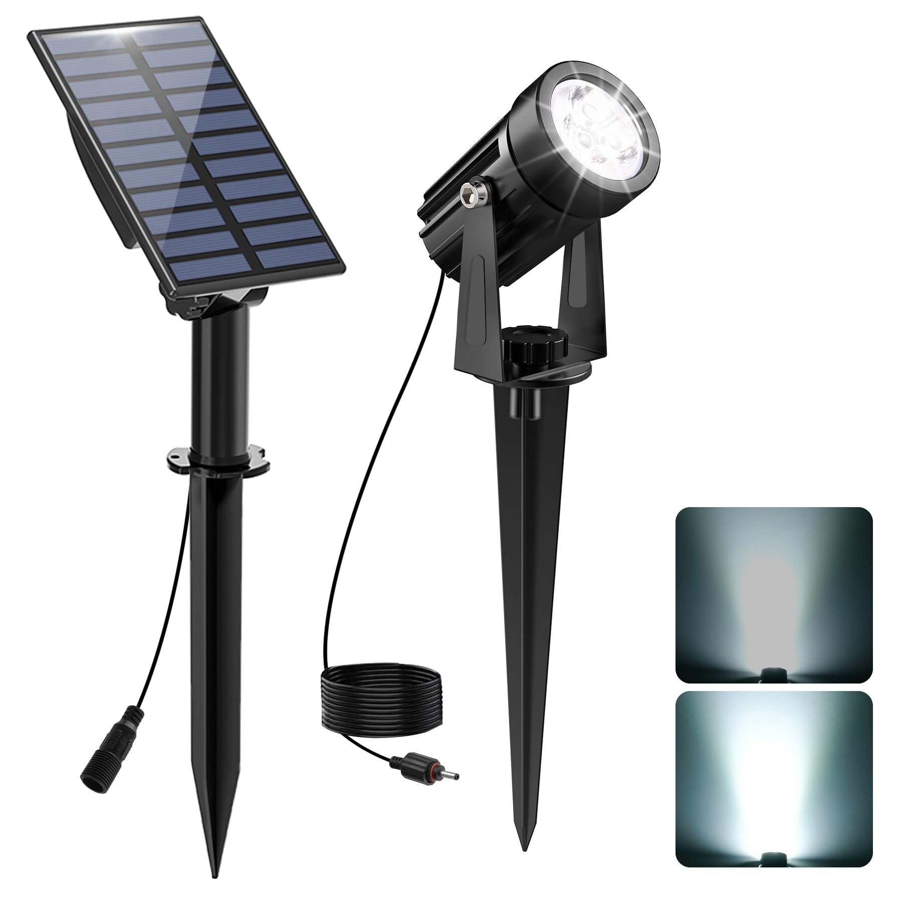 CREPOW solar spot light outdoor panel captures sunlight for efficient charging.