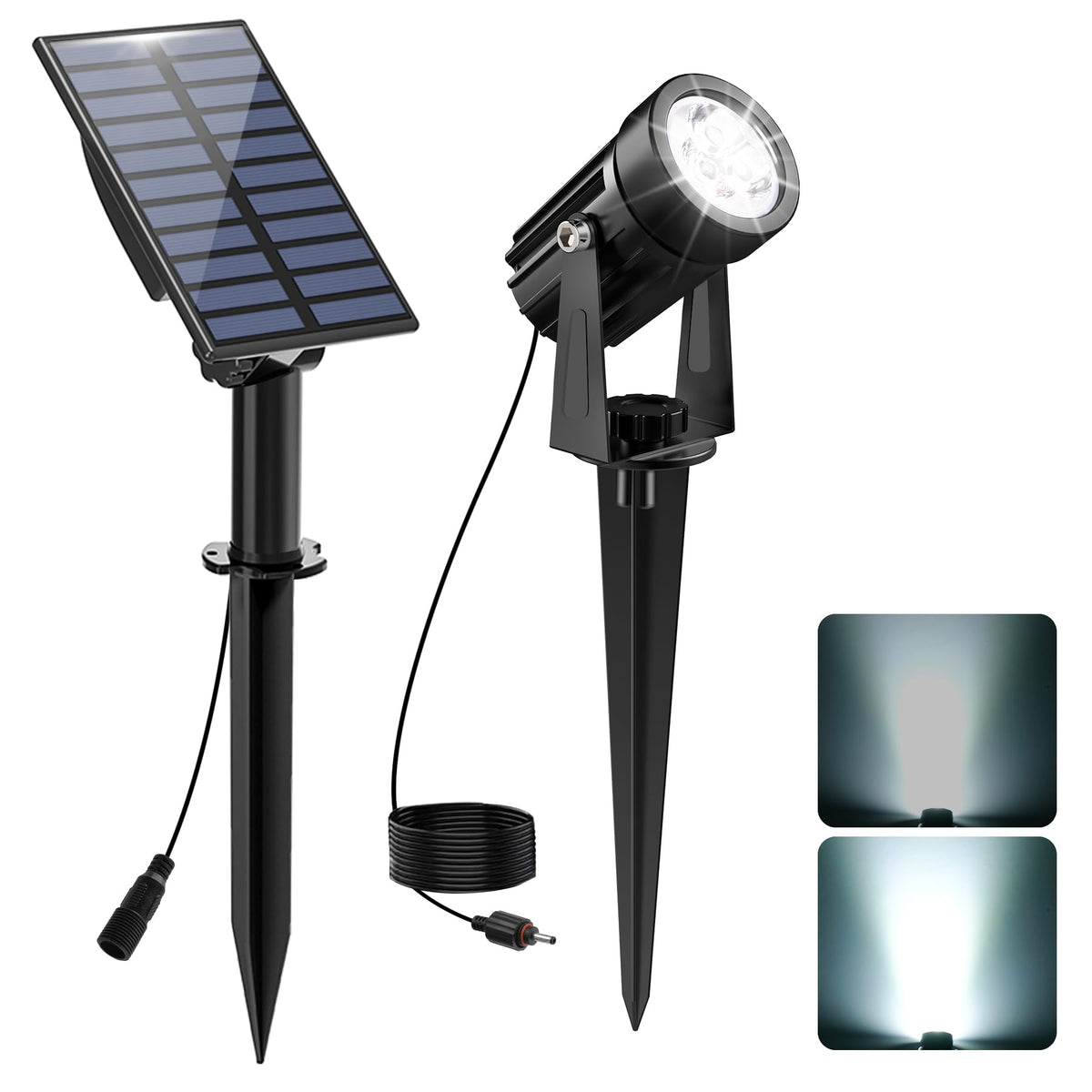 CREPOW solar spot light outdoor panel captures sunlight for efficient charging.