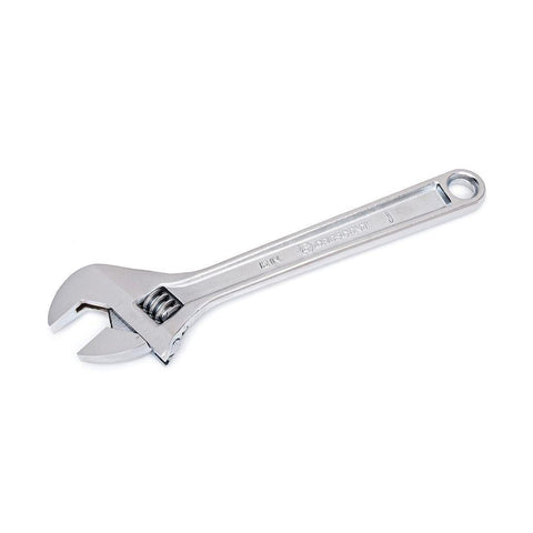 Crescent wrench showing large knurl for easy adjustment and control
