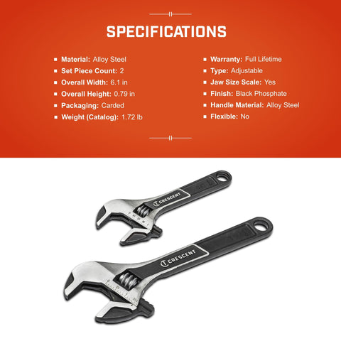 Crescent alloy steel build with rust-resistant finish for tough tasks.