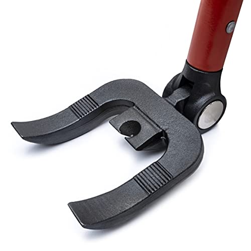 Crescent center nail puller providing leverage on stubborn nails