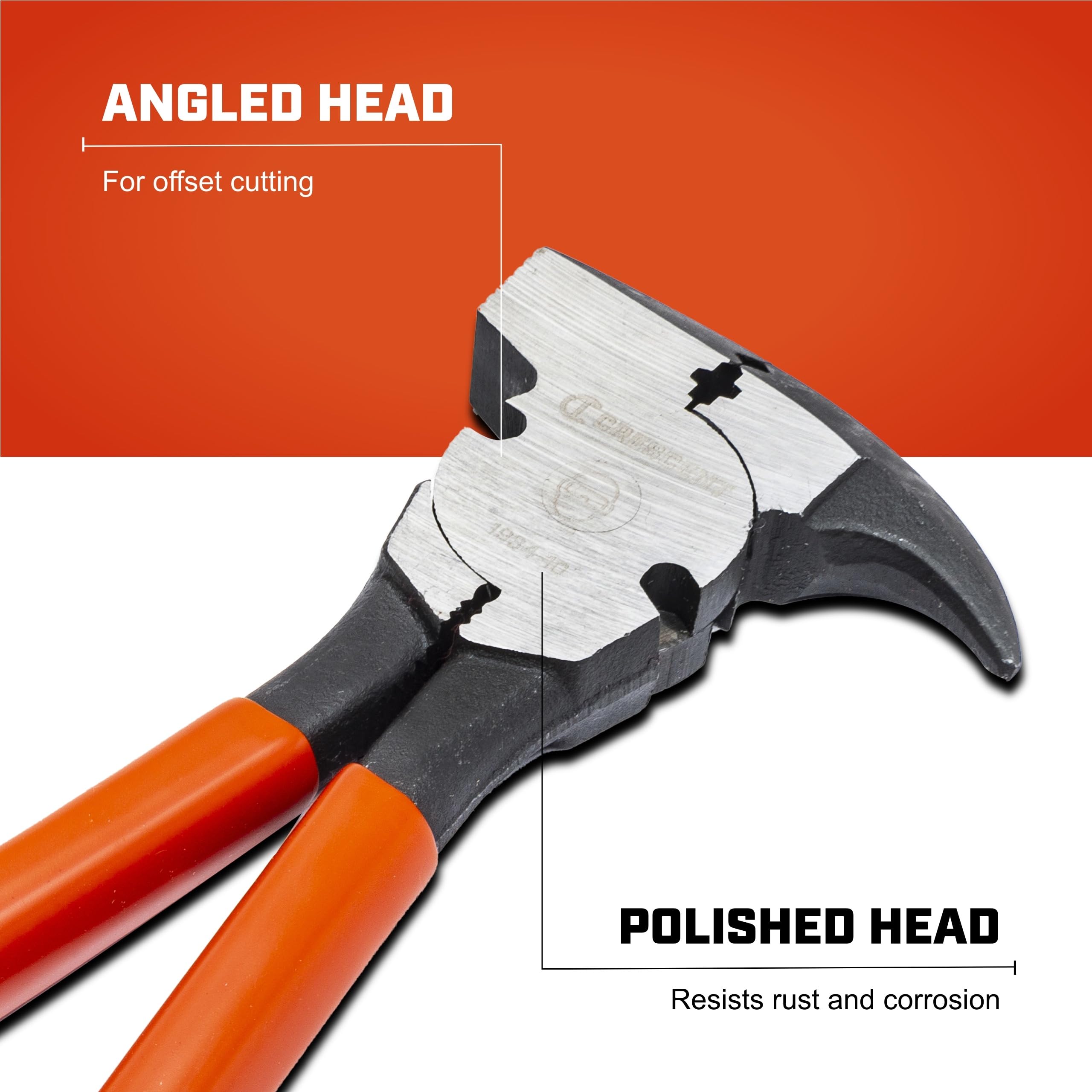 Crescent ergonomic dipped grip highlighted for comfortable, steady use