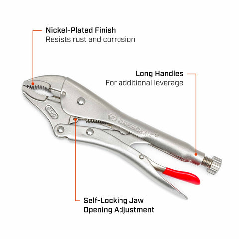 Crescent locking pliers with angled tooth pattern for a stronger hold