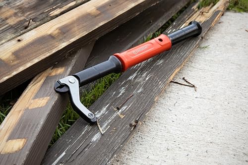 Crescent metal strike cap enables hammer or mallet use for extra versatility