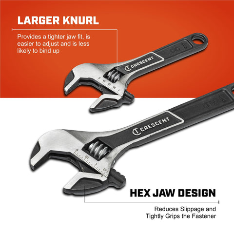 Crescent micro-serrations grip securely for high-torque applications.
