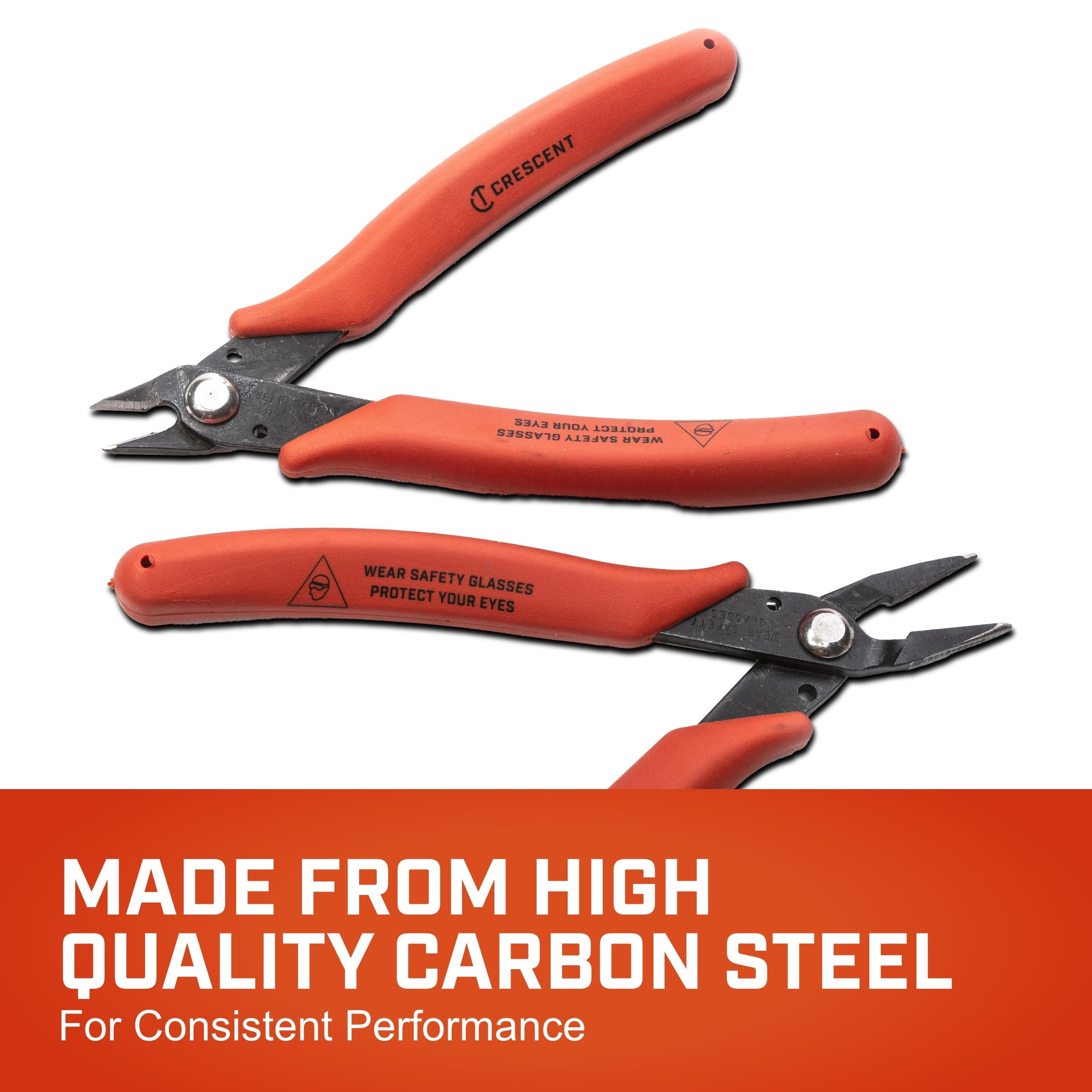 Crescent mini pliers with rubber grip for secure handling