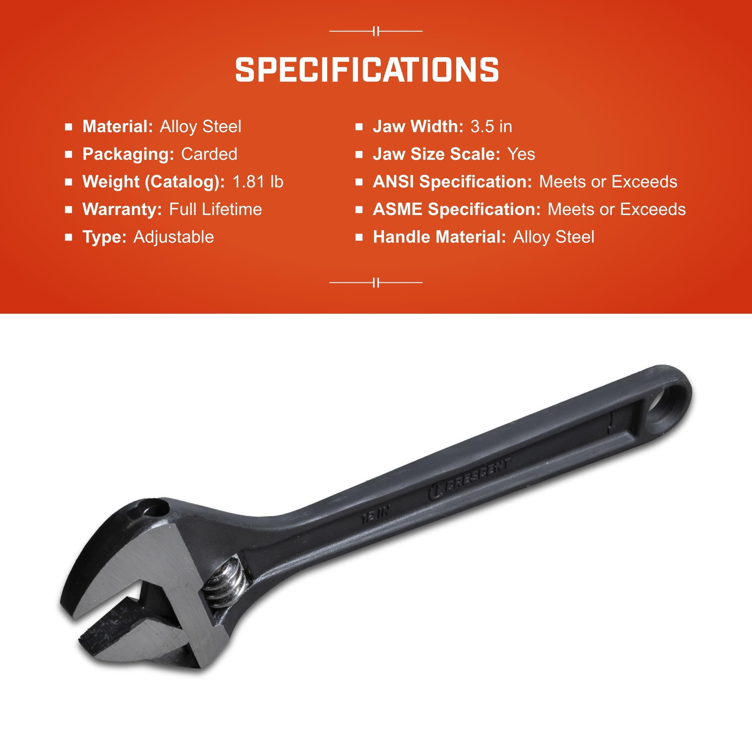 Crescent wide knurl ergonomic handle enhances comfort during extended tasks.