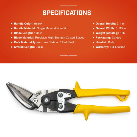 Crescent Wiss M8OS handles maintain control on tight curves.