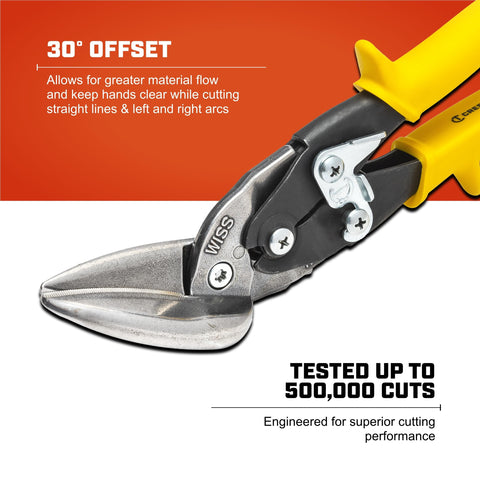 Crescent Wiss M8OS spring-action mechanism enables smooth feeding.