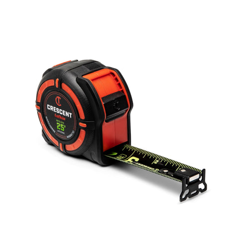 Crescent WORKHORSE 25ft NITE EYE blade durability barrier reducing rips.