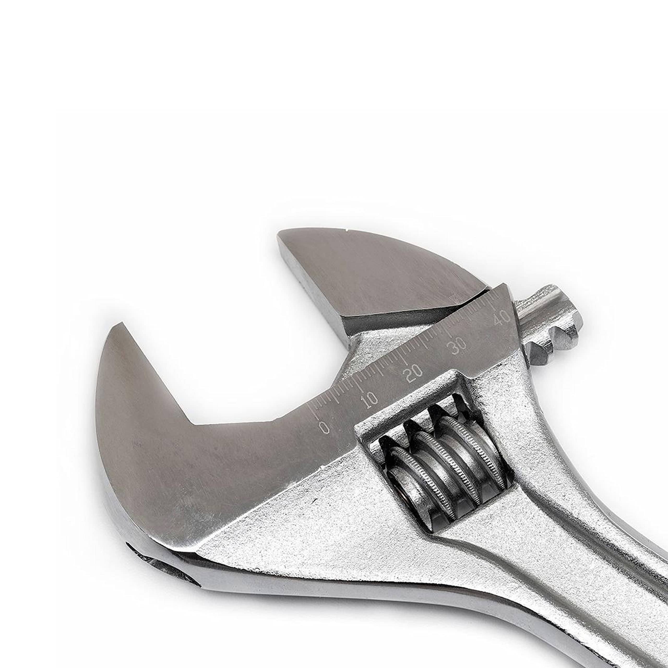 Crescent wrench with 1-1/2 inch jaw capacity for wide fastener range