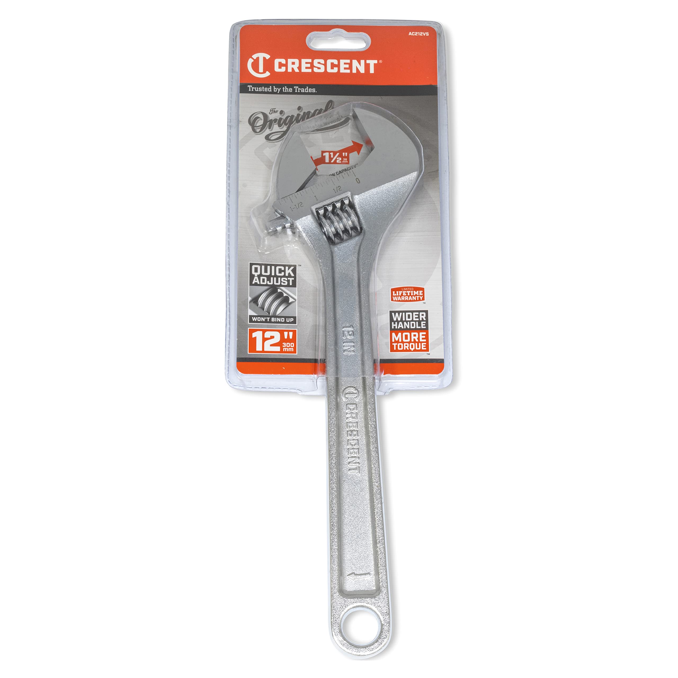 Crescent chrome finish resists corrosion for long tool life