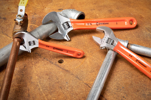 Crescent cushion grip wrench in use provides comfortable, steady turns.