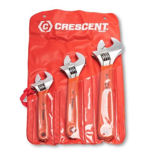 Crescent three-piece wrench set shown for versatile tool drawer organization.