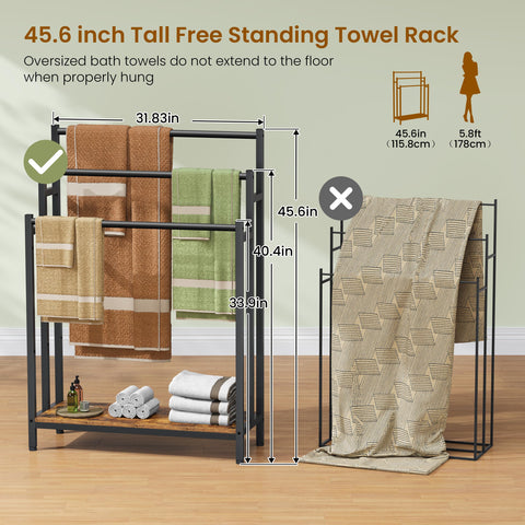 Creso hom 46in towel rack stand 3-tier ladder design for towels