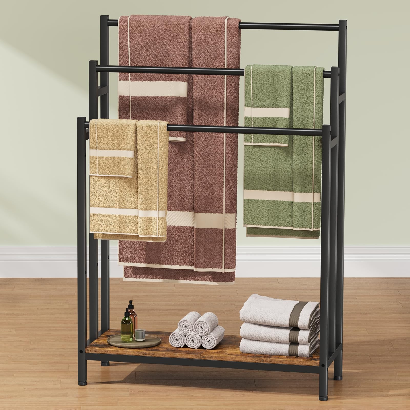 Creso hom 46in towel rack base view for stable bathroom storage