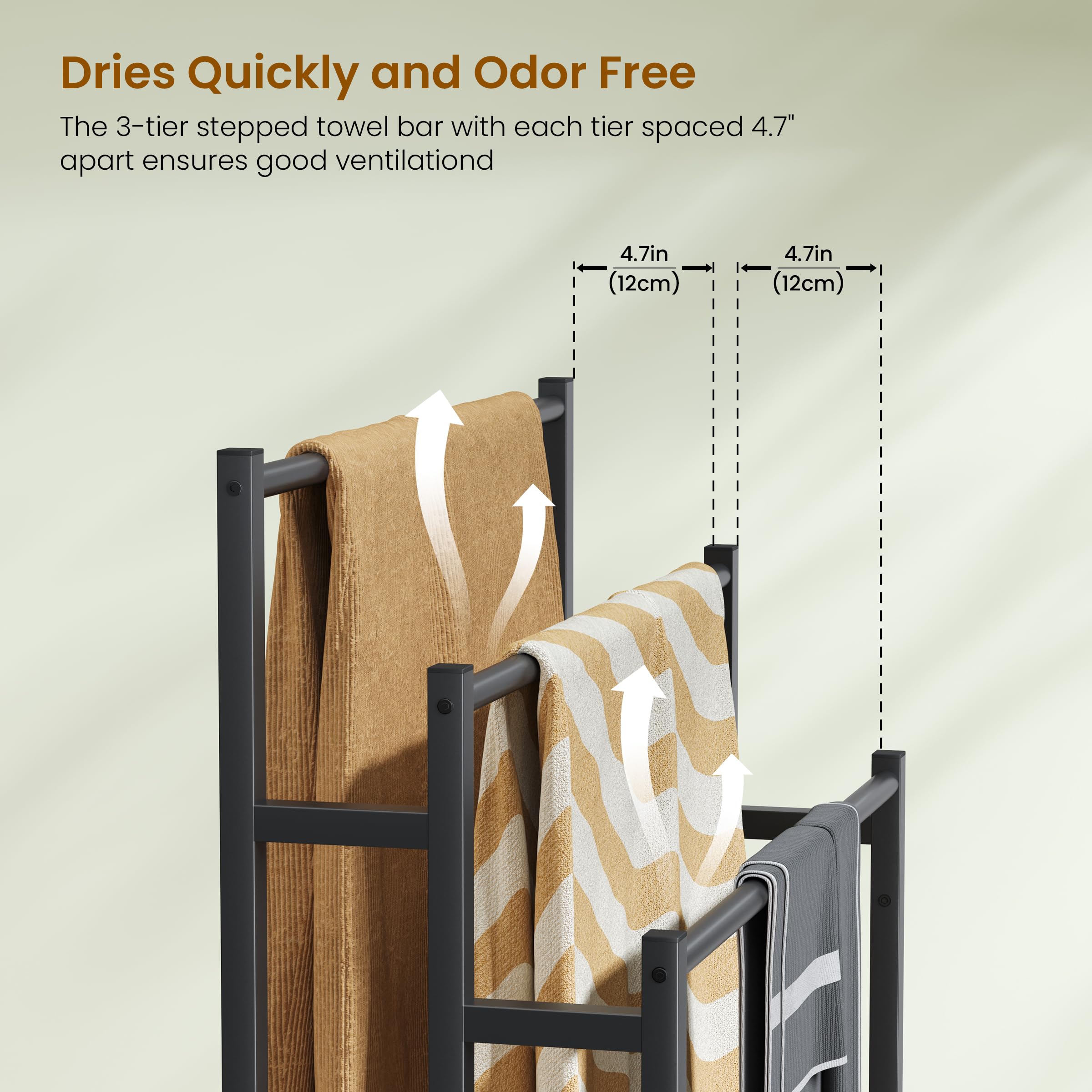 Creso hom 46in towel rack stand with non-slip feet protects floors
