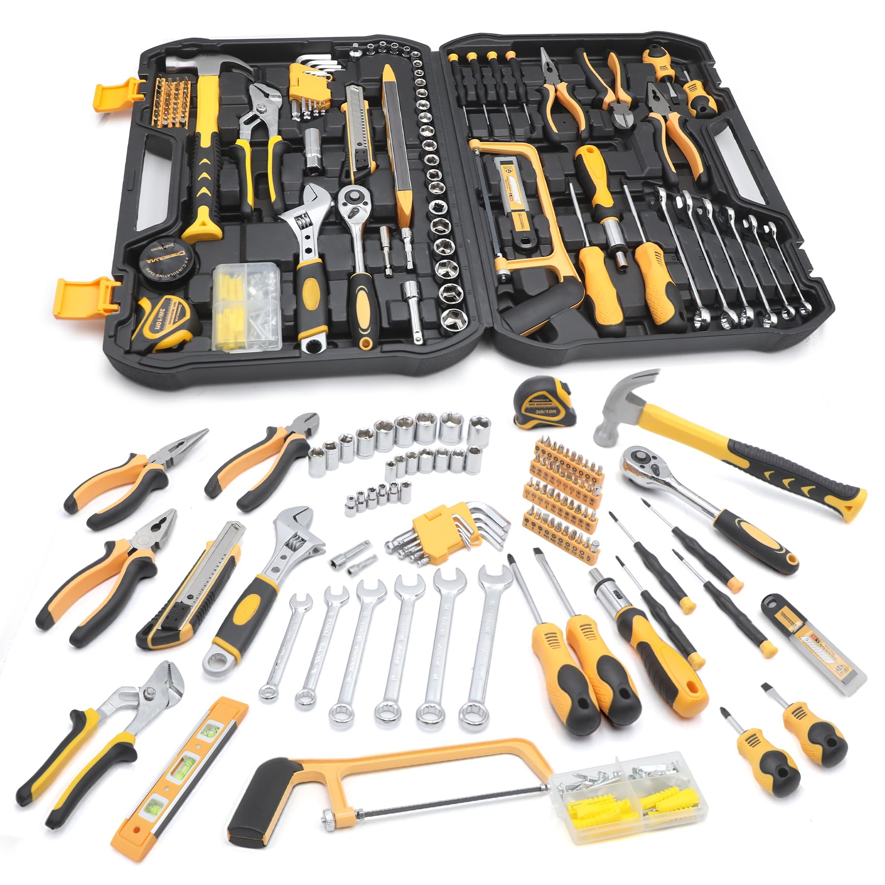 CRESOLVIA 199-piece toolkit ready for home projects