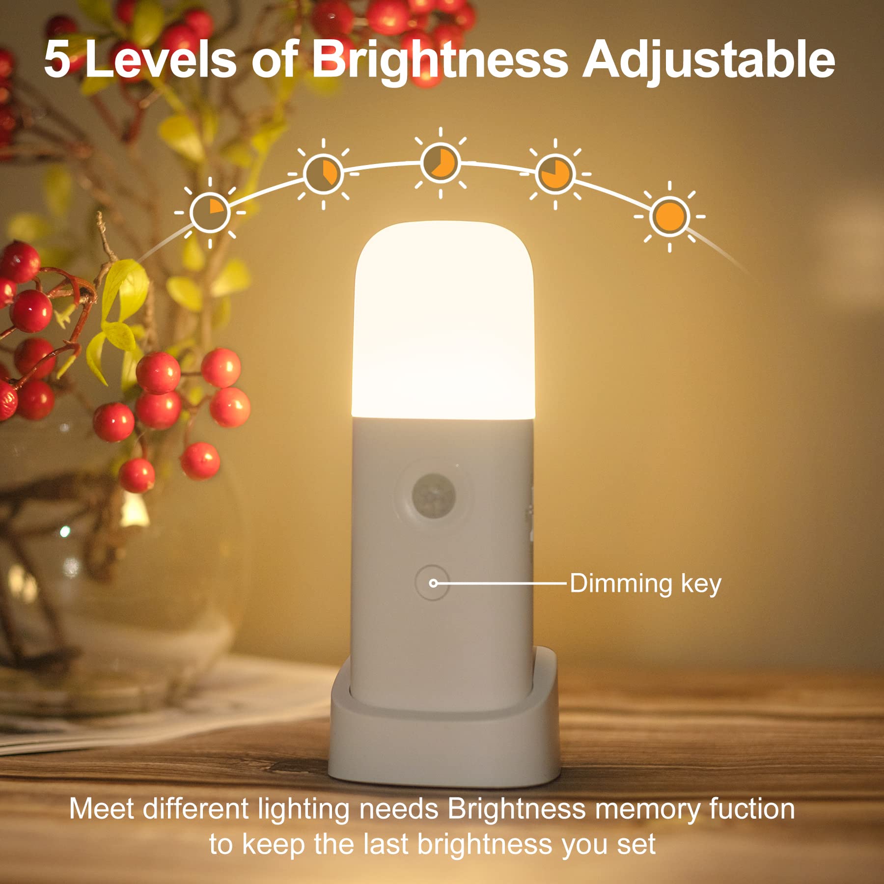 CREWEEL dimmable LED night light with five brightness levels for customizable glow