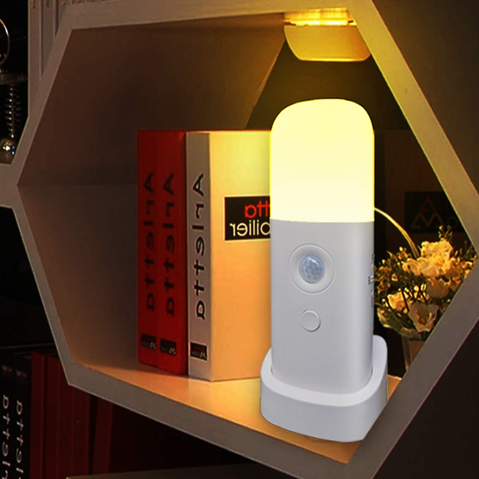 CREWEEL motion sensor night light on table for easy night illumination
