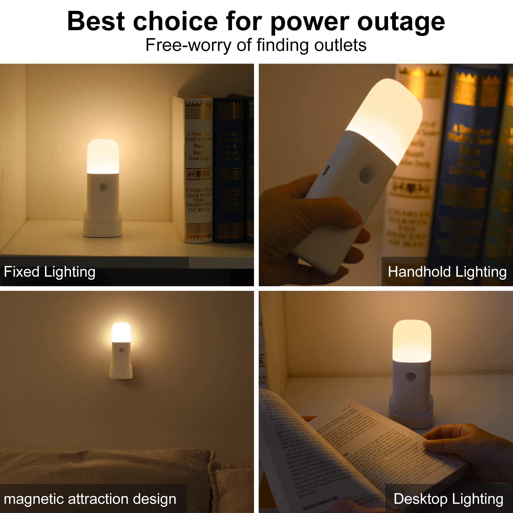 CREWEEL USB-rechargeable night light with long-lasting battery