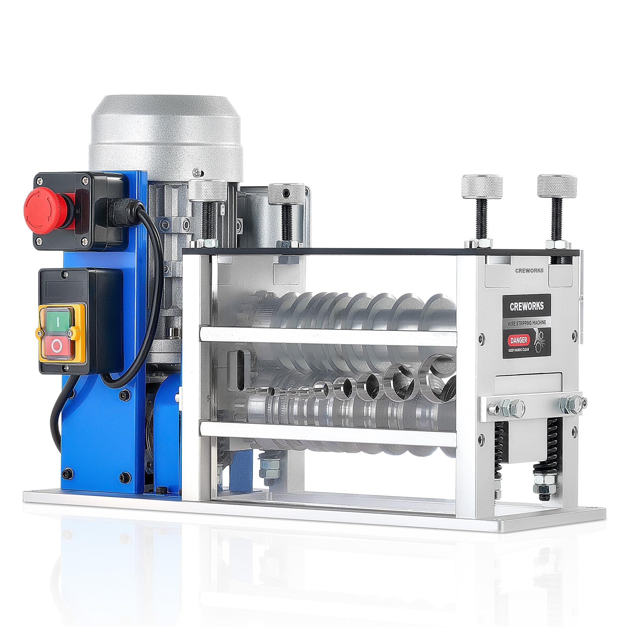 CREWORKS electric wire stripper with 11-channel feeding for efficient scrap processing.