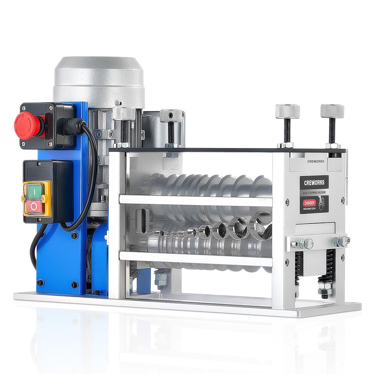 CREWORKS electric wire stripper with 11-channel feeding for efficient scrap processing.