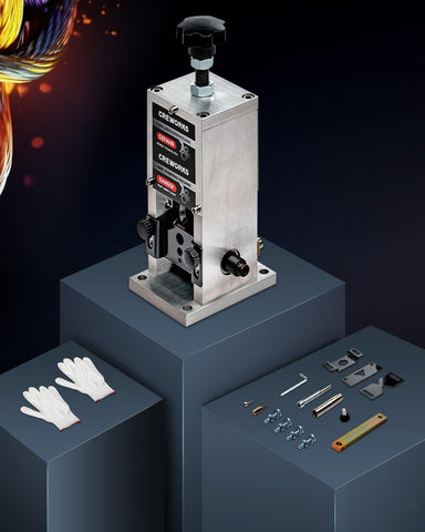 CREWORKS wire stripping tool in workshop setting enables quick upgrades