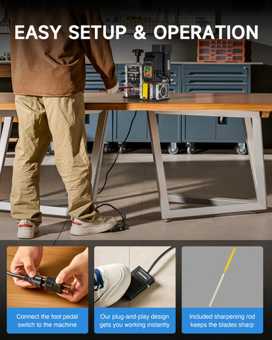 CREWORKS manganese steel blades stay sharp with the included sharpening rod.
