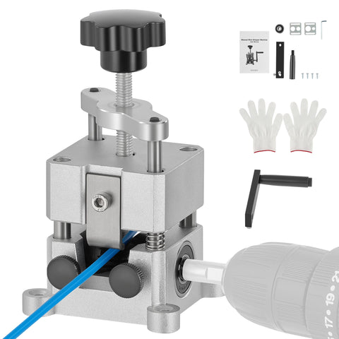 CREWORKS wire stripper machine hand crank in action for quick insulation removal