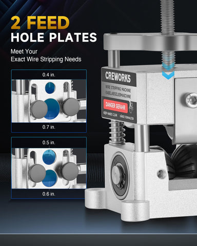 CREWORKS wire stripper two-feed-holes design fits multiple wire sizes