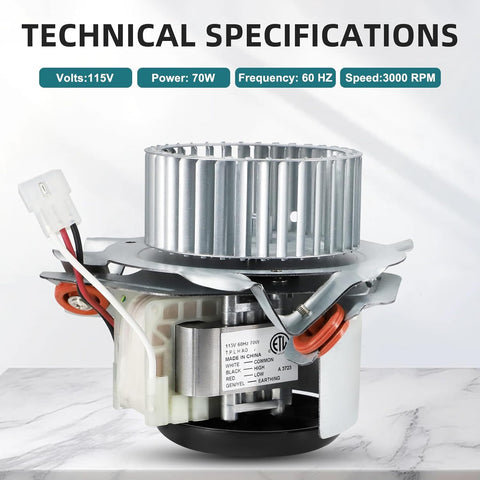 Criditpid draft inducer side view highlights slim profile for easy installation.