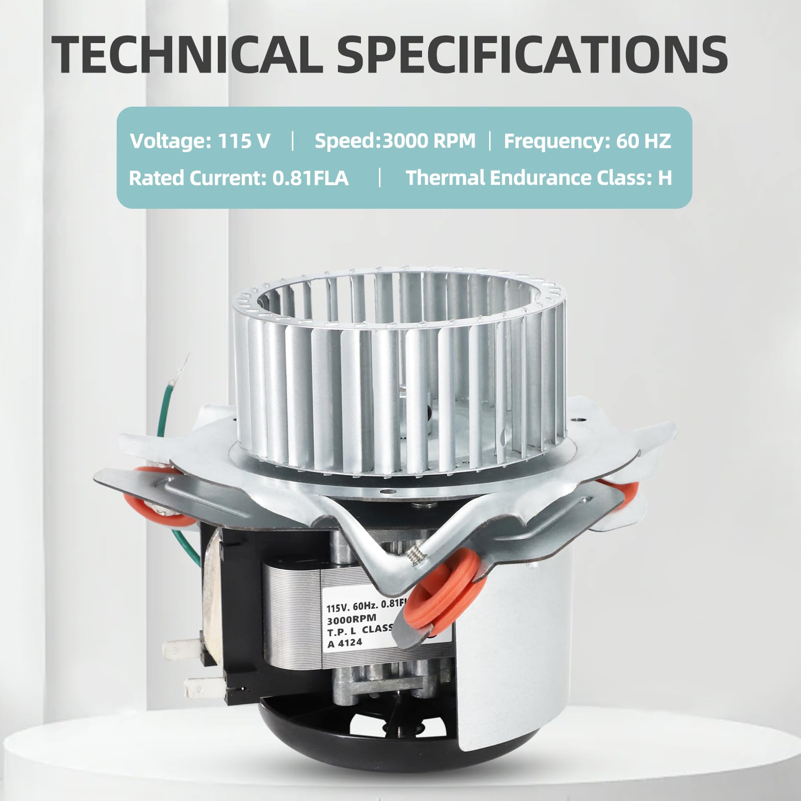 Criditpid HC21ZE121A draft inducer motor side view shows compact fit.