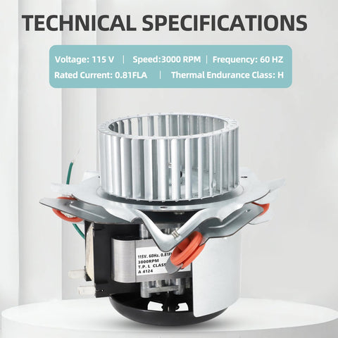 Criditpid HC21ZE121A draft inducer motor side view shows compact fit.