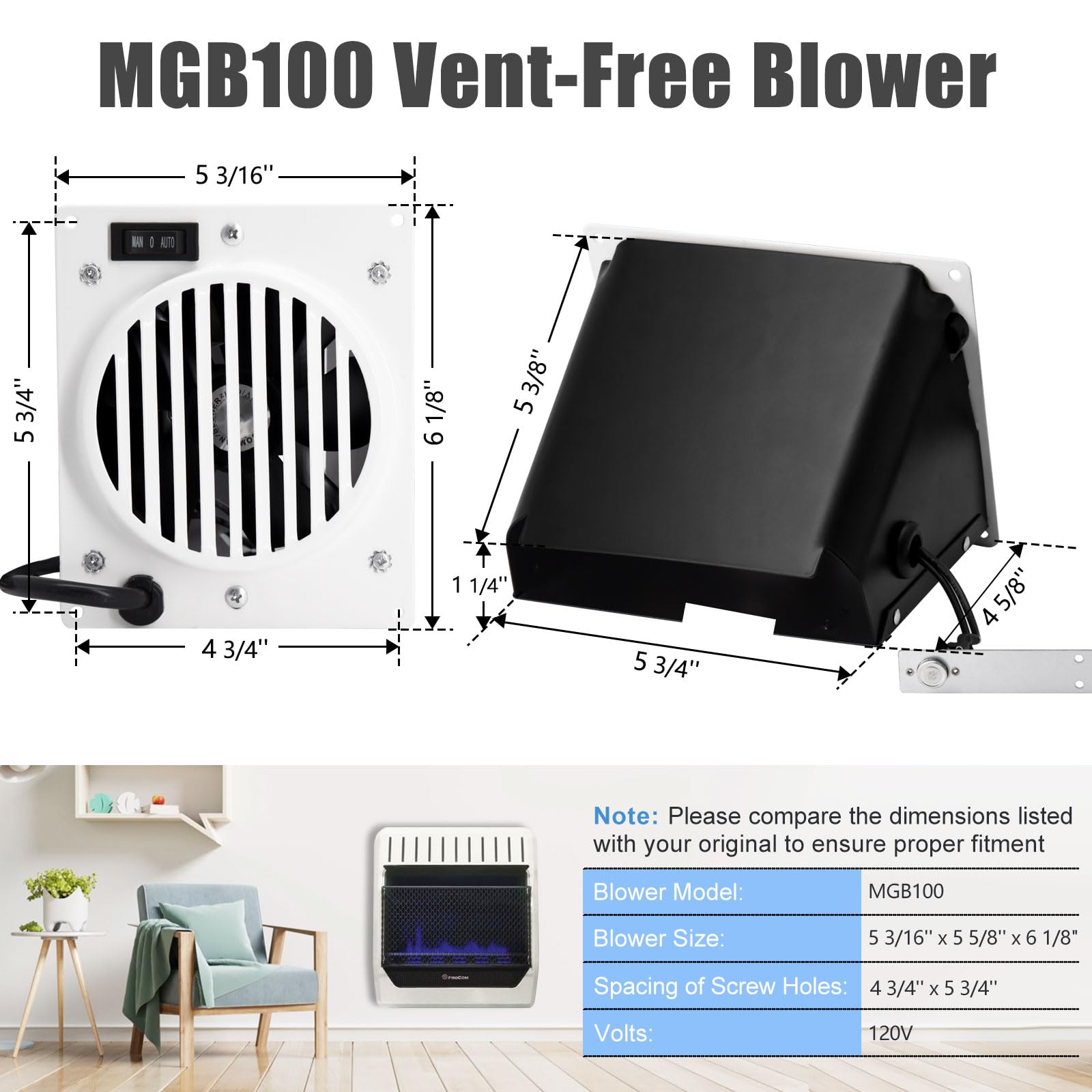 Criditpid MGB100 dimensions and screw spacing for precise compatibility