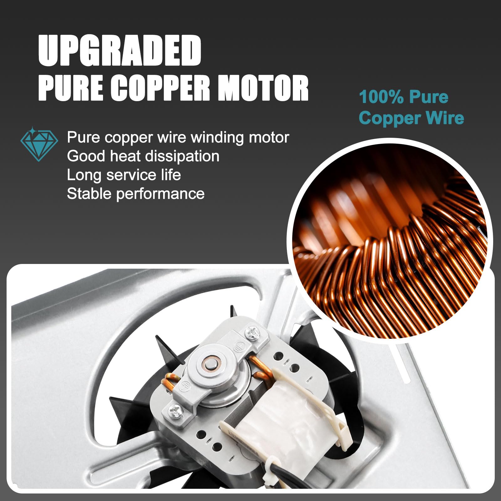 Criditpid copper motor enhances efficiency and longevity.