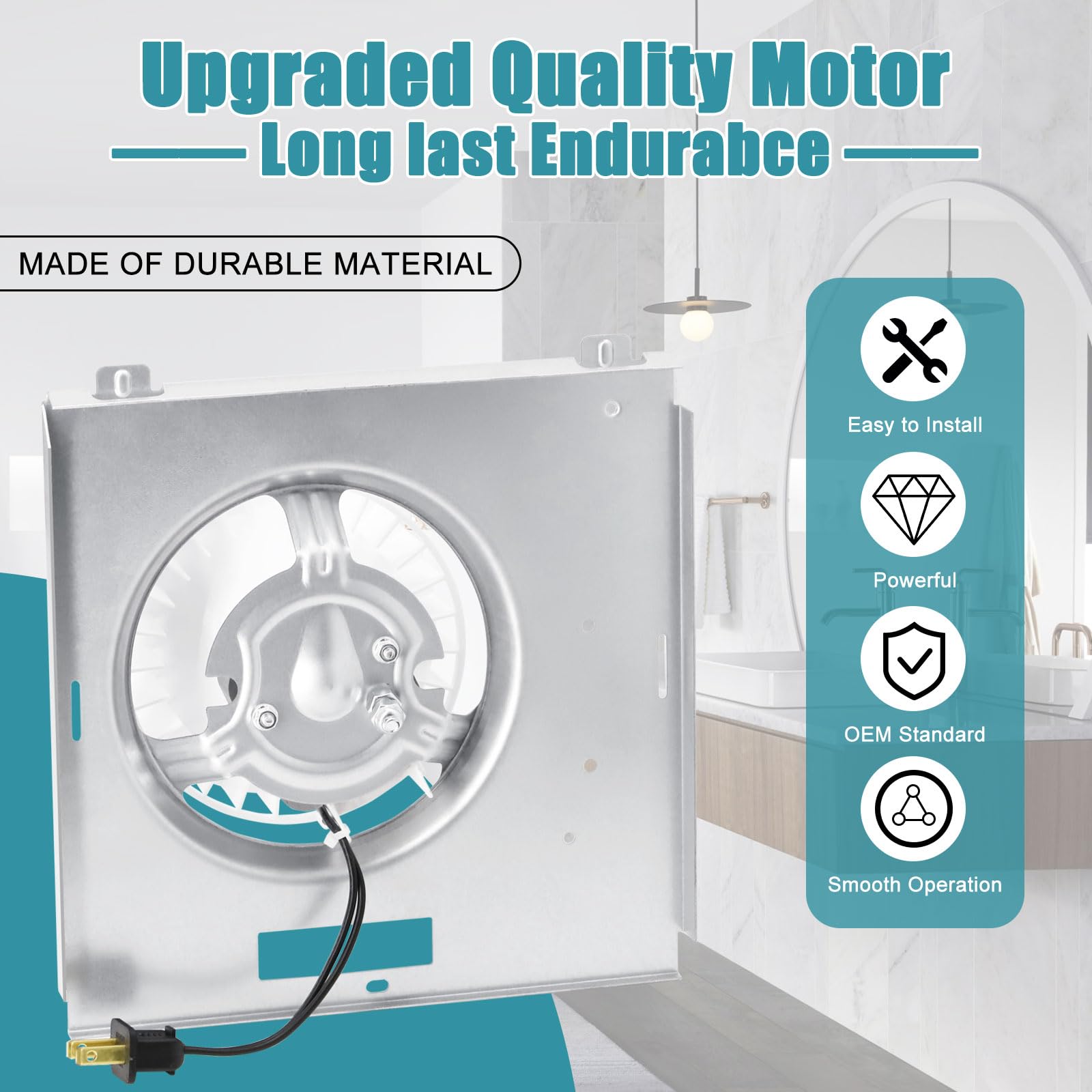 Criditpid Ultra-quiet operation at 3.0 sones minimizes bathroom noise
