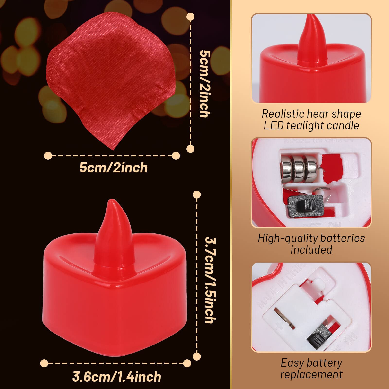 Cridoz LED tealights emit a soft warm glow for romantic decor.