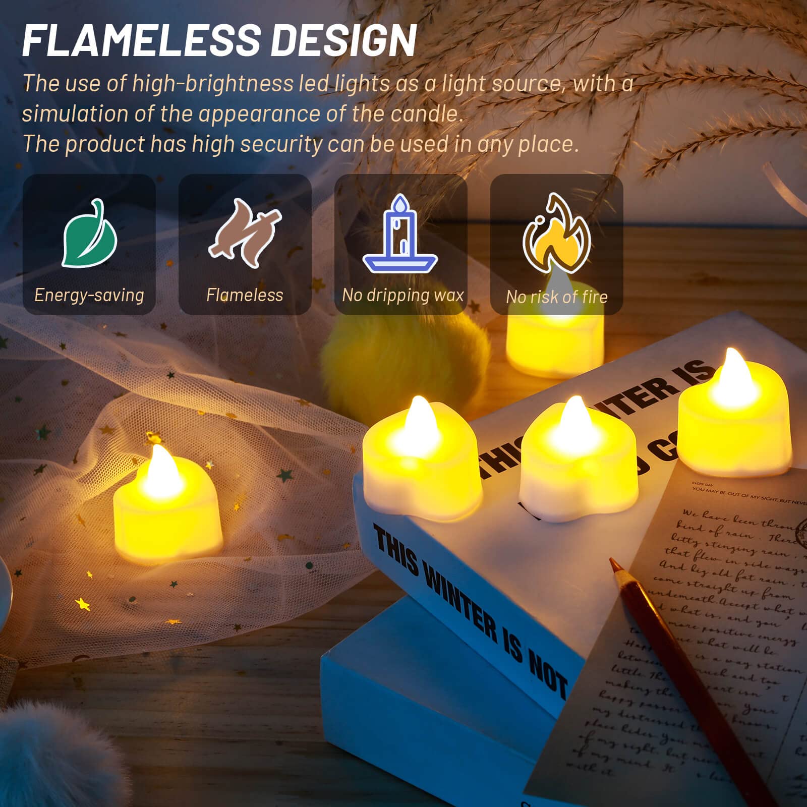 Cridoz pre-installed LED tea lights offer quick setup with flameless, safe ambiance.
