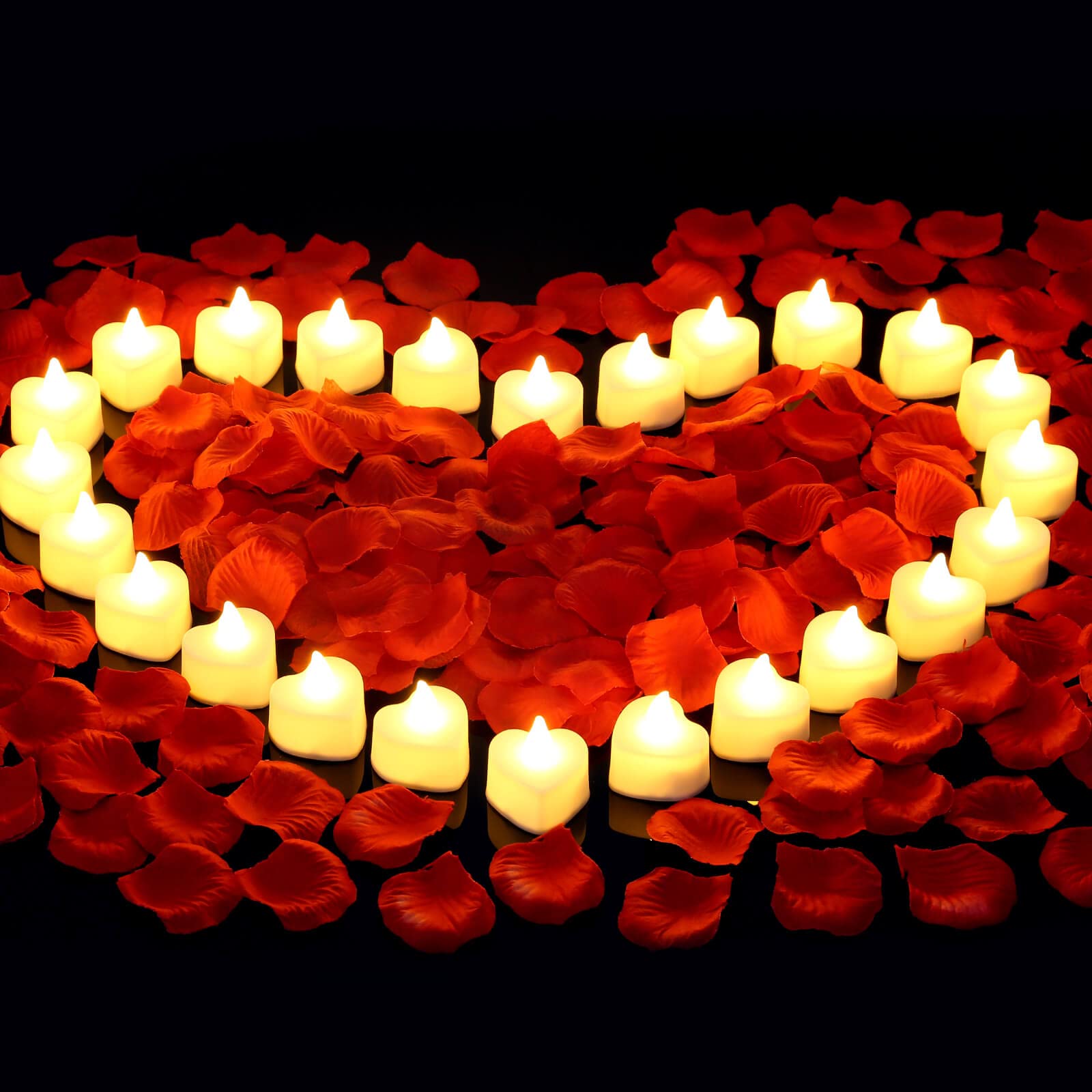 Cridoz rose petals 2000-piece set for lush table decor and romantic ambiance.