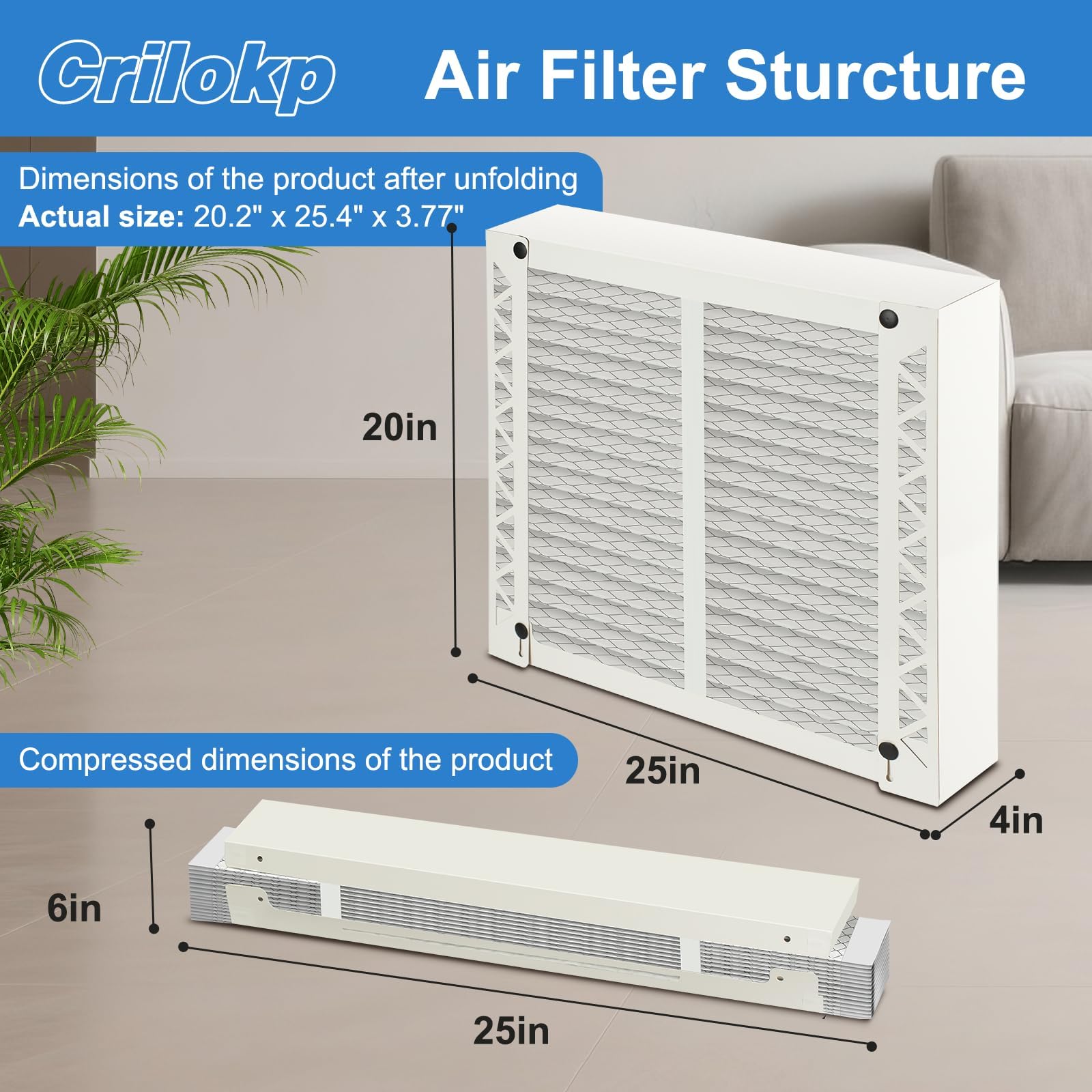 Crilokp pleated filter closeup highlighting filtration media