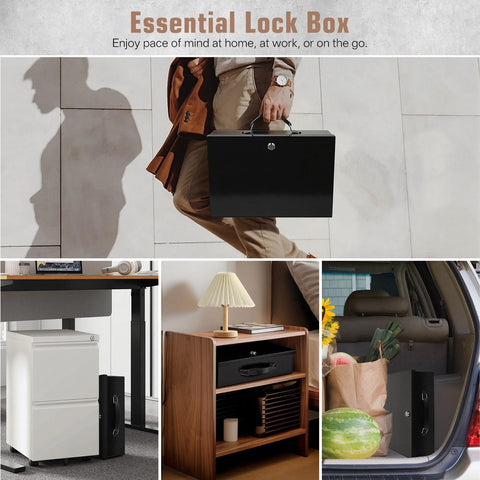 Crinwaki fireproof document box multipurpose design fits home, office, or car storage