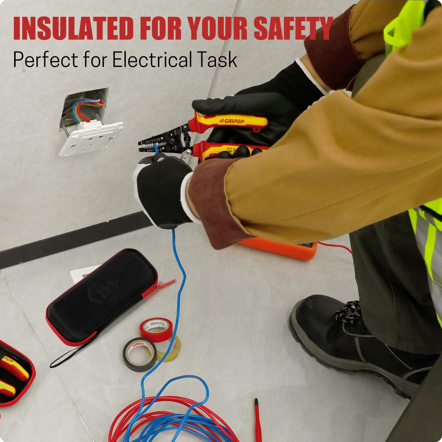 CRIPOP insulated wire stripper in use by a professional electrician