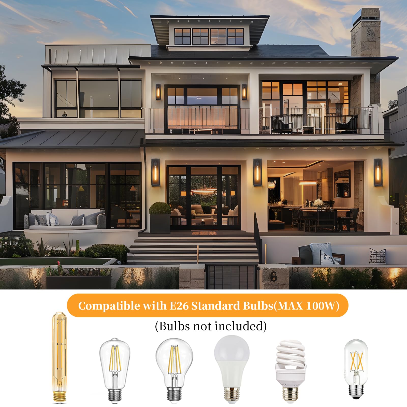 CRIRY two lights installed on wall illustrate balanced exterior illumination.