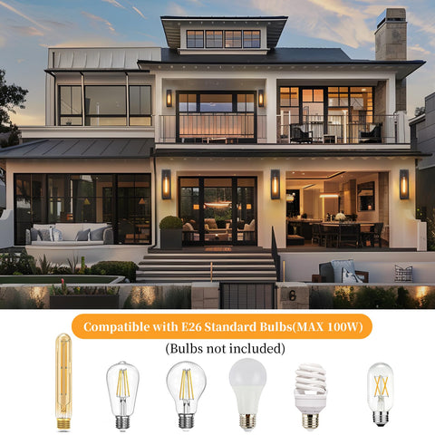 CRIRY two lights installed on wall illustrate balanced exterior illumination.