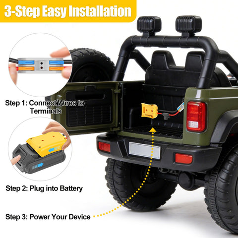 Crivnhar Power Wheel Adapter compatible with DCB200, DCB203, and DCB206 batteries.